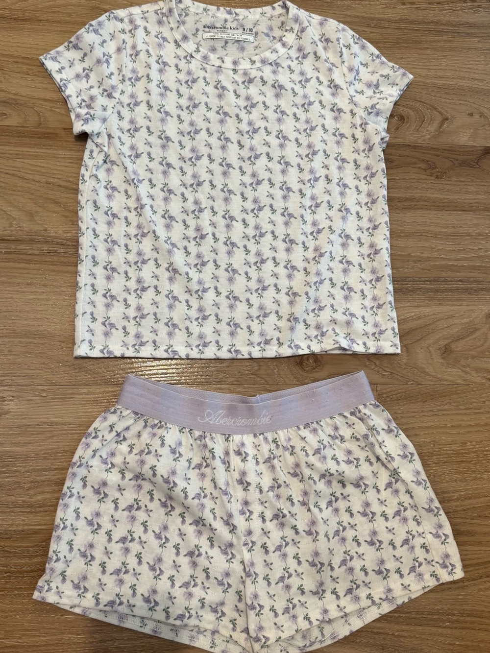 Abercrombie Kids Girls 2 Pc Pajama Set Floral Purple Sleepwear Size 9/10
